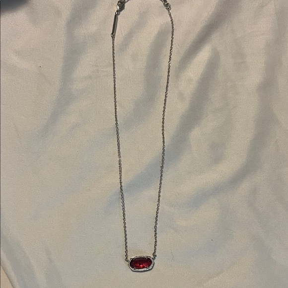 Kendra Scott Silver Necklace with Red Pendant - Picture 3 of 5